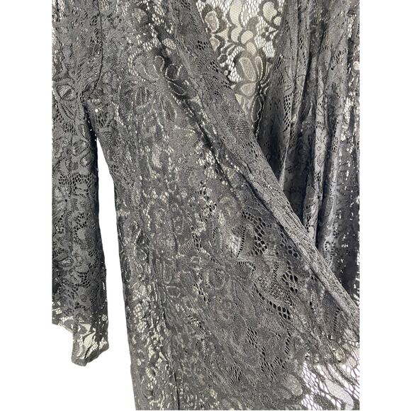 Black Lace Kimono Shawl Wrap Open Front Romantic Whimsigoth Fairy Grunge Vamp L - Picture 5 of 9